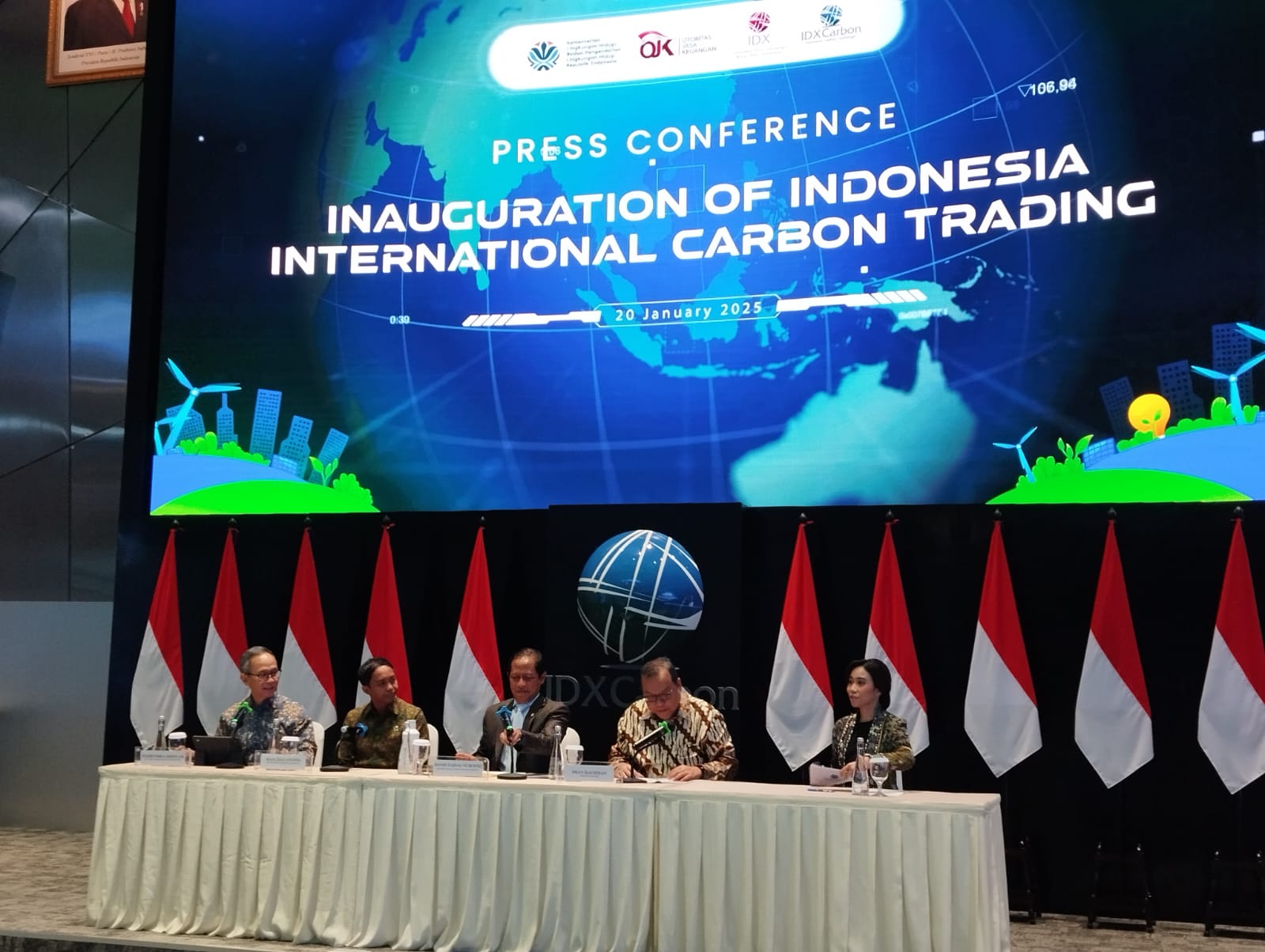 Konferensi pers peluncuran Perdagangan Karbon Internasional di Gedung Bursa Efek Indonesia (BEI), Jakarta, Senin, 20 Januari 2025. (Foto: Kabarbursa/Hutama Prayoga)