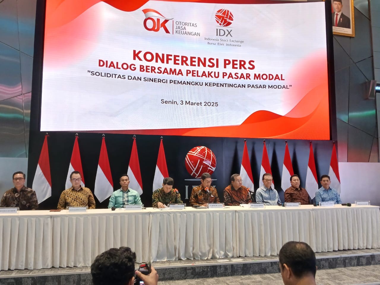 Konferensi pers dialog bersama pelaku pasar modal di Gedung BEI Jakarta, Senin, 3 Maret 2025. Foto: Kabar Bursa/Hutama Prayoga