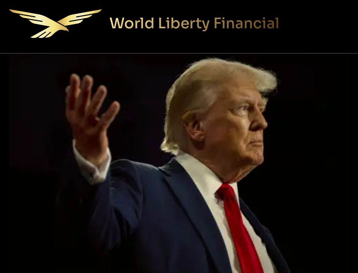 Iustrasi Donald Trump dan platform Kripto World Liberty Financial. Foto: worldlibertyfinancial.com.