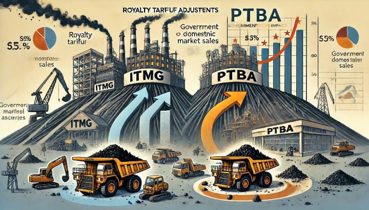 Ilustrasi penyesuaian tarif royalti dan pengaruhnya terhadap ITMG dan PTBA. Foto: Kabar Bursa