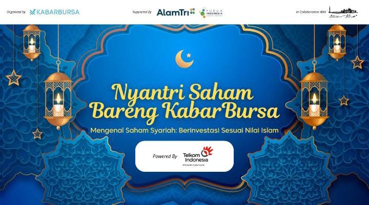 Flyer Nyantri Saham Bareng Kabar Bursa, yang diselenggarakan di VIP Al Malik Masjid Istiqlal, Jakarta, Sabtu, 15 Maret 2025. Foto: Kabar Bursa/Abbas Sandji