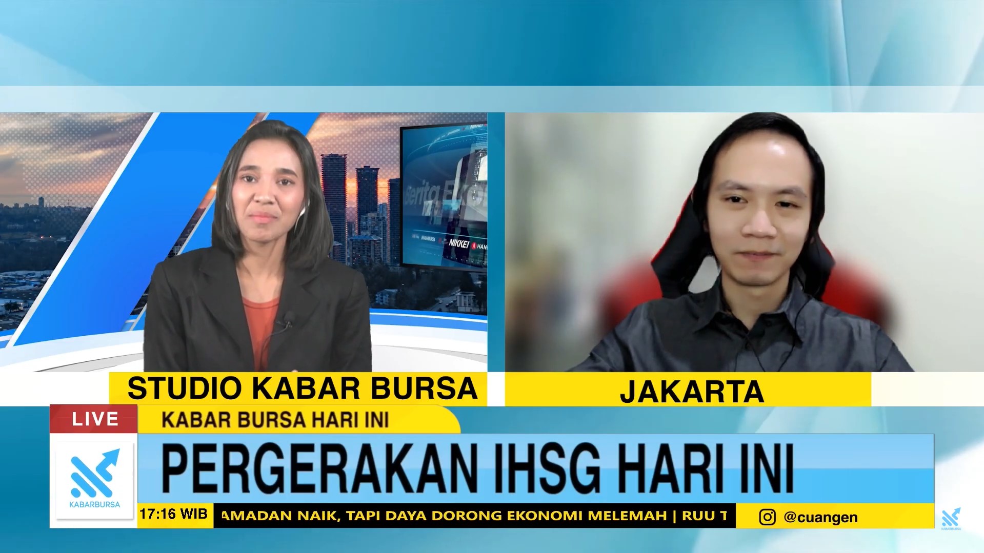 Praktisi pasar modal dan founder WH Project, William Hartanto, sebagai narasumber dalam Dialog Analis di program Kabar Bursa Hari Ini, Rabu, 19 Maret 2025. (Foto: Kabarbursa)