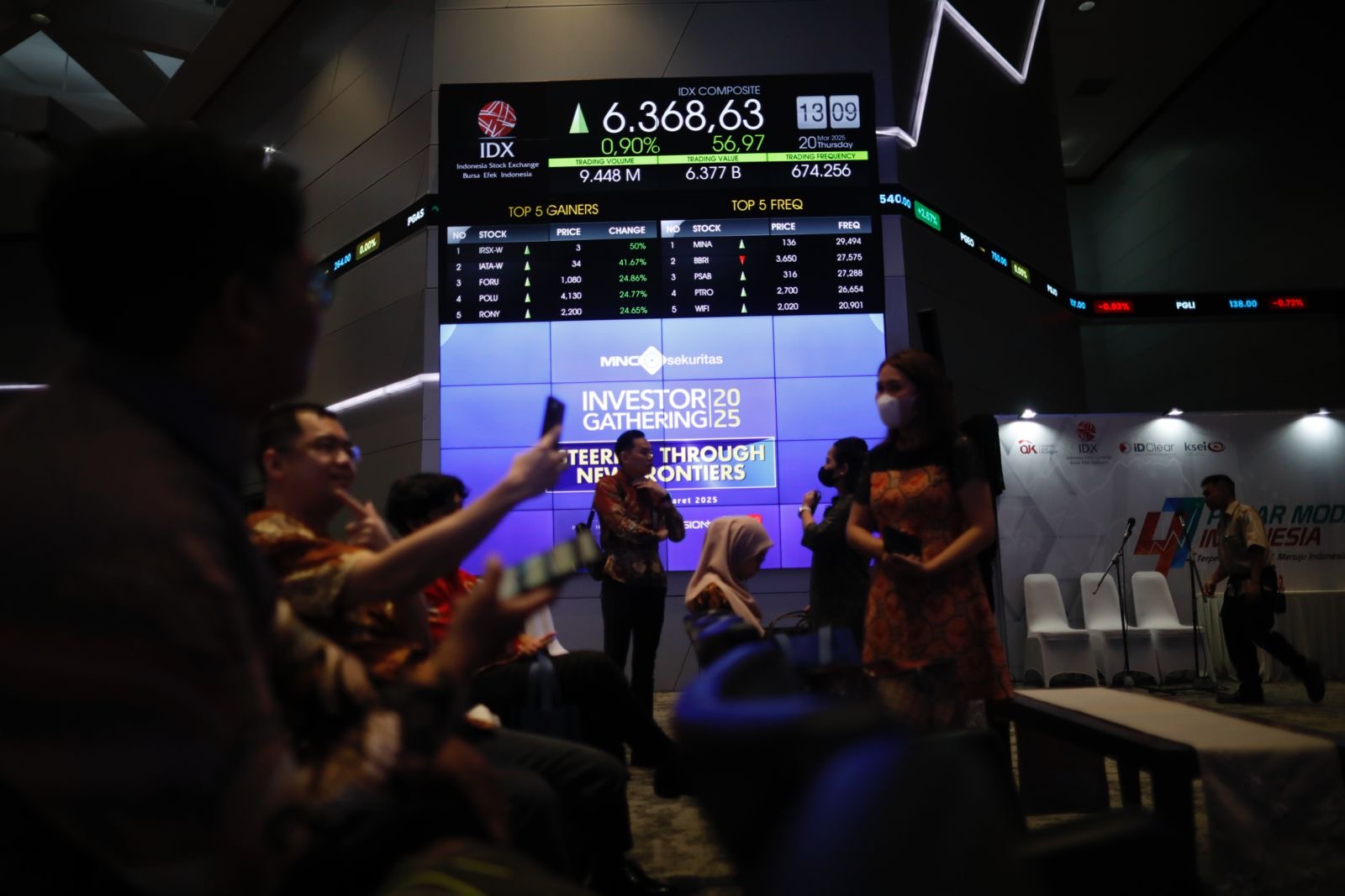Papan pantau IHSG di Bursa Efek Indonesia. Foto: KabarBursa/Abbas Sandji.