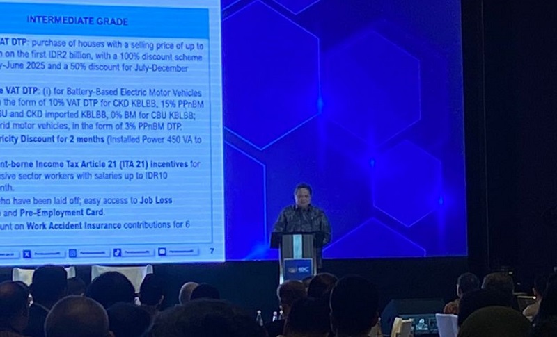 Airlangga dalam acara Business Competitiveness Outlook 2025 di Jakarta, Senin, 13 Januari 2025. (Foto: kabarbursa.com/Cecilia)