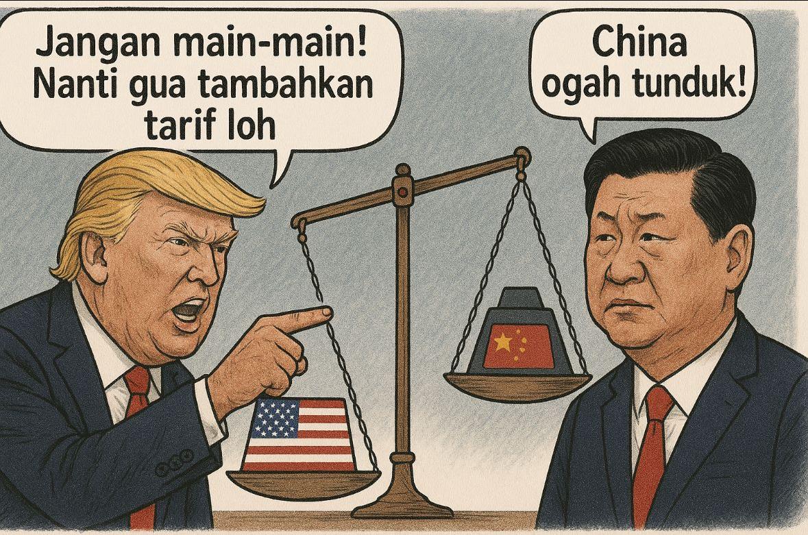 Ilustrasi Presiden AS Donald dan Presiden China Xi Jinping. Gambar dibuat oleh AI untuk KabarBursa.com.
