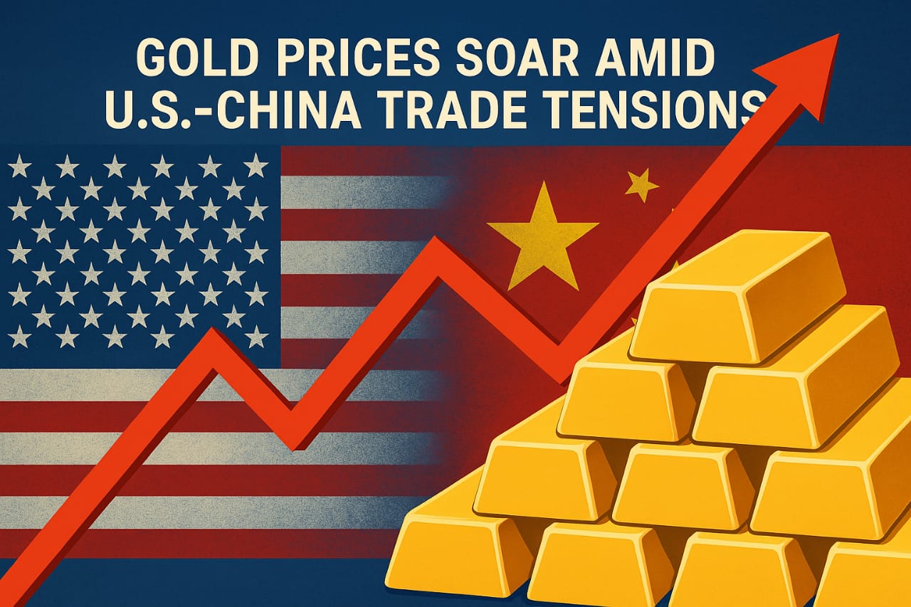Ilustrasi kenaikan harga emas akibat kebijakan perang tarif AS-China. (Gambar dibuat oleh AI untuk KabarBursa.com) 