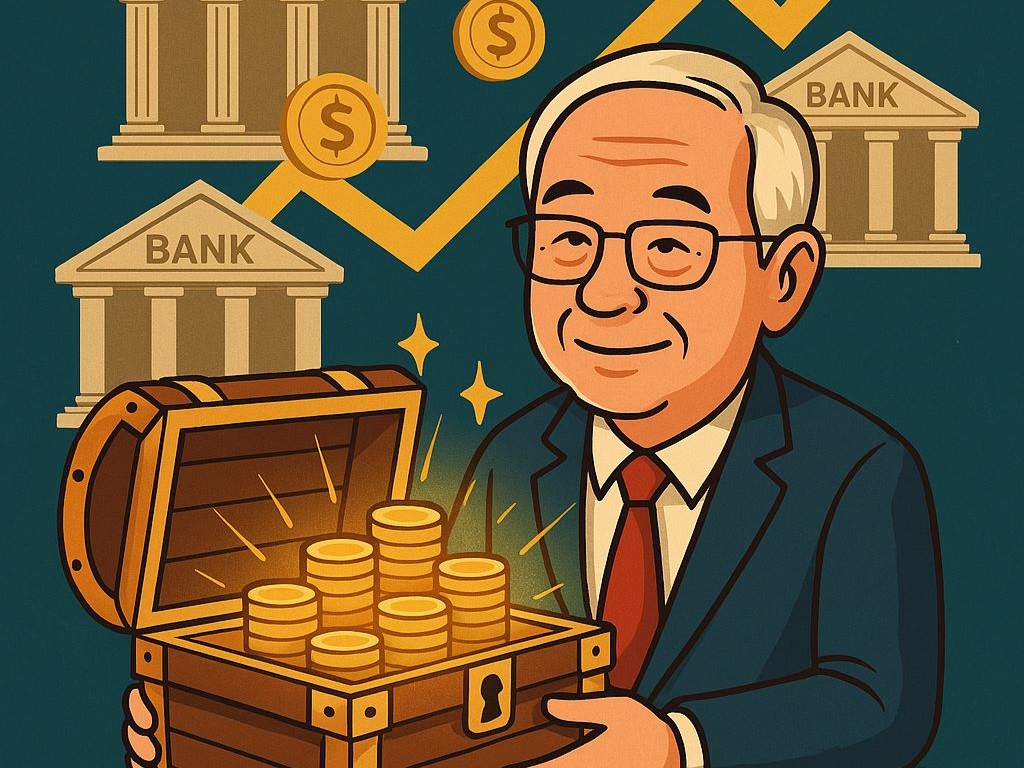 Ilustrasi: Lo Kheng Hong yang digambarkan mendapat cuan dari dividen bank portofolionya. (Foto: AI untuk KabarBursa)