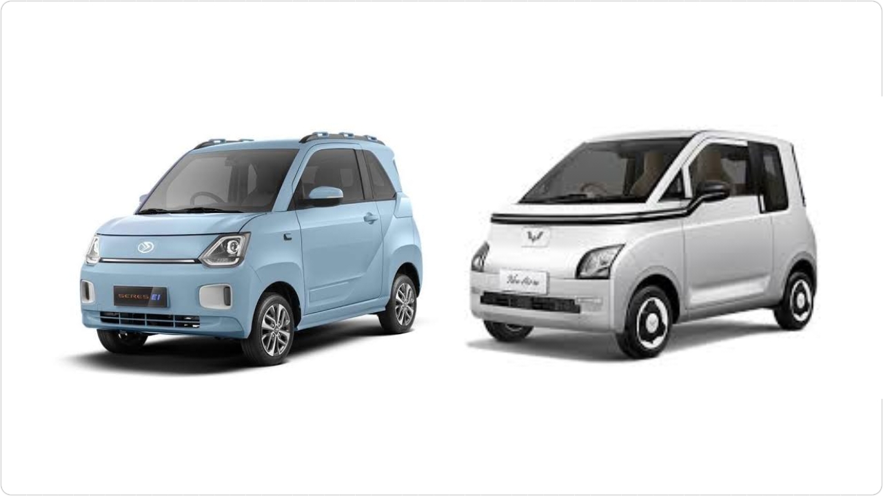 Komparasi mobil listrik murah Wuling New Air ev dan Seres E1. Mending pilih mana? Foto: Kolase/KabarBursa.com