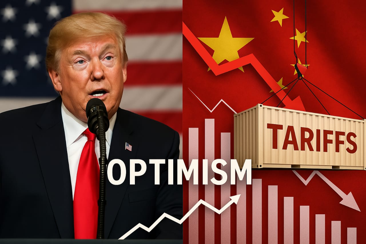 Ilustrasi otimistis terhadap kebijakan tarif Presiden AS Donald Trump. (Gambar dibuat oleh AI untuk KabarBursa.com)