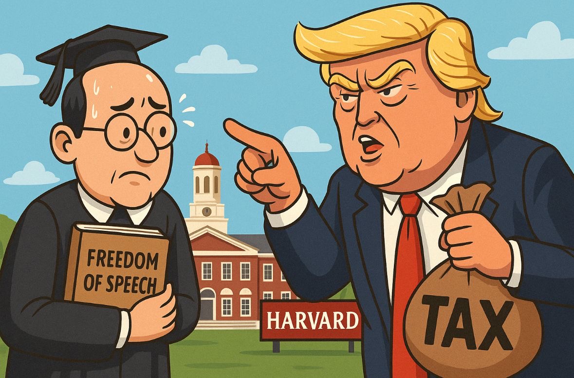 Trump menuding Harvard terlalu politis dan mendukung ideologi ekstrem. Gambar dibuat oleh AI untuk KabarBursa.com.