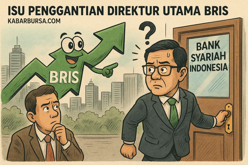 Karikatur isu pergantian Dirut PT Bank Syariah Indonesia Tbk (BRIS). (Gambar dibuat oleh AI untuk KabarBursa.com)