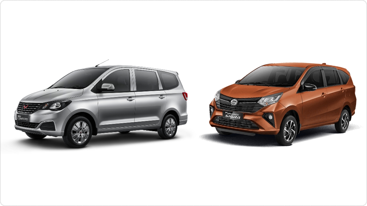  Komparasi MPV murah harga di bawah Rp190 juta, Wuling New Confero melawan Daihatsu Sigra 1.2 R AT MC. Foto: Kolase dari dok. Wuling dan Daihatsu.