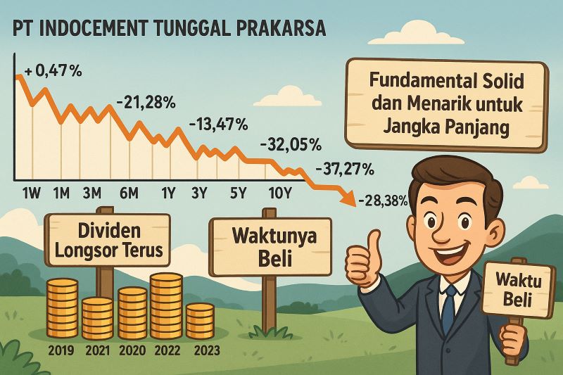 Ilustrasi pergerakan saham, dividen, dan fundamental INTP. (Gambar dibuat oleh AI untuk KabarBursa.com)