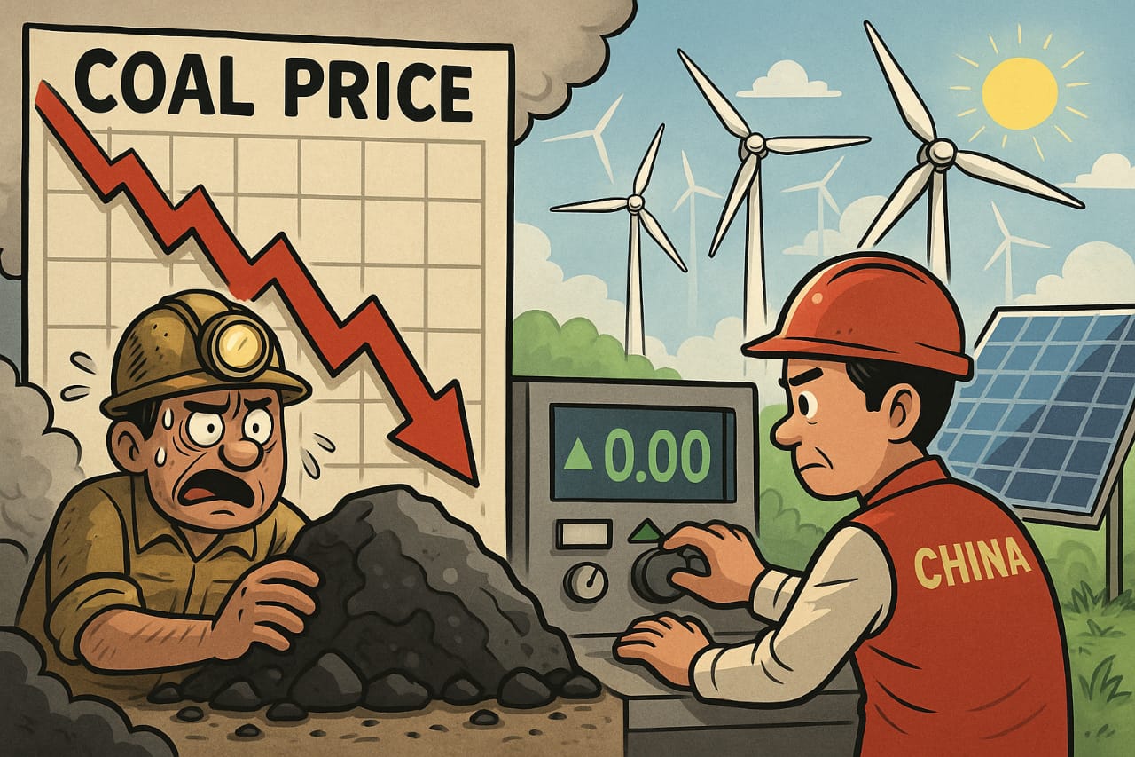 Ilustrasi turunnya harga batu bara. (Gambar dibuat oleh AI untuk KabarBursa.com)