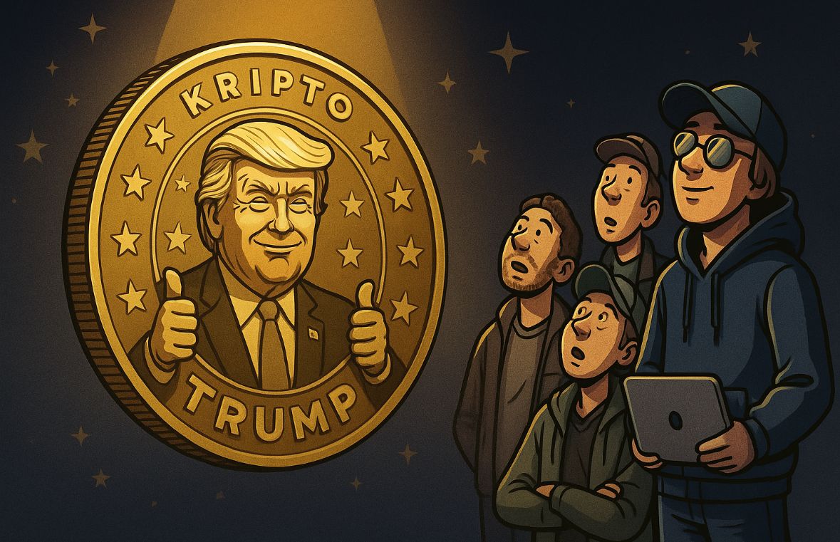 Token $TRUMP melonjak setelah dijanjikan gala dinner bareng Donald Trump bagi pemilik terbanyak. Politik, promosi, dan kripto jadi satu meja. Gambar dibuat olles AI untuk KabarBursa.com.