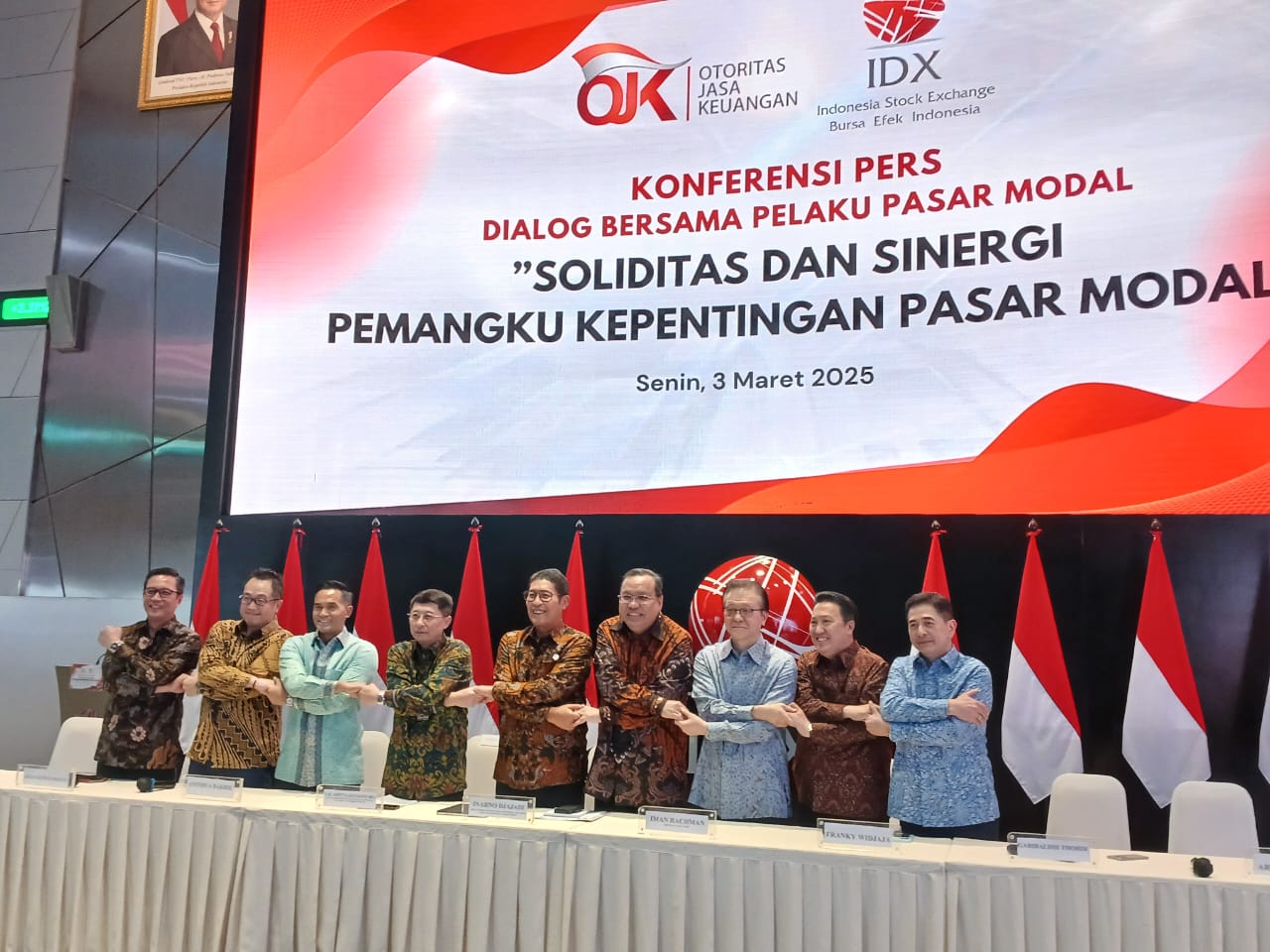 Konferensi pers OJK dan BEI di gedung BEI Jakarta, Senin, 3 Maret 2025. Foto: Kabar Bursa/Hutama Prayogo