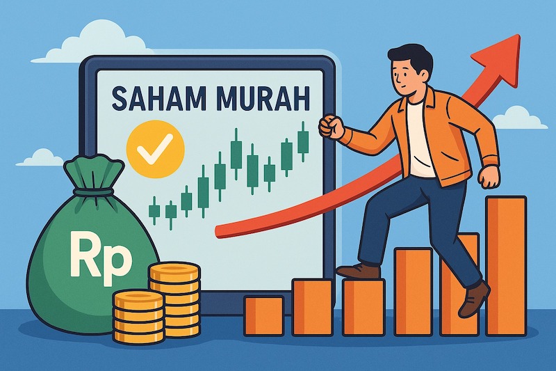Ilustrasi saham-saham murah untuk pemula dengan harga di bawah Rp1 jutaan. Foto dibuat oleh AI untuk Kabar Bursa. 