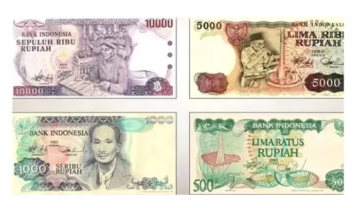Empat uang kertas rupiah yang hari ini ditarik oleh Bank Indonesia. Foto: Bank Indonesia