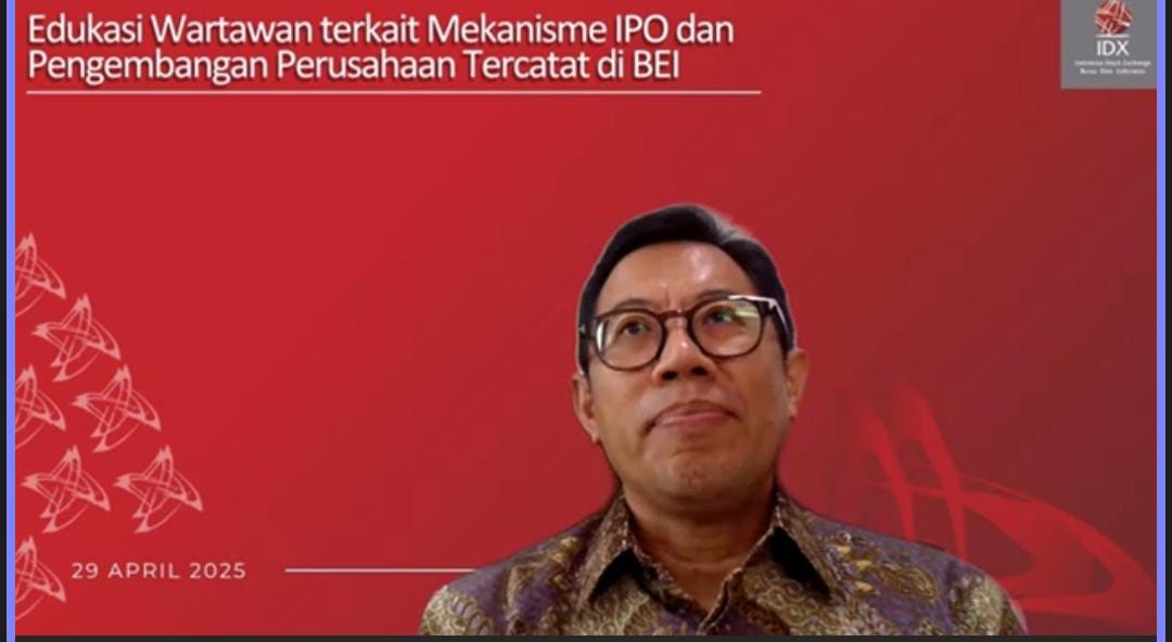 Tangkapan layar Direktur Penilaian BEI, I Gede Nyoman Yetna dalam acara edukasi wartawan secara daring pada Selasa, 29 April 2025. Desty Luthfiani/KabarBursa.com