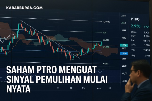 Ilustrasi pergerakan saham PTRO. (Gambar dibuat oleh AI untuk KabarBursa.com)
