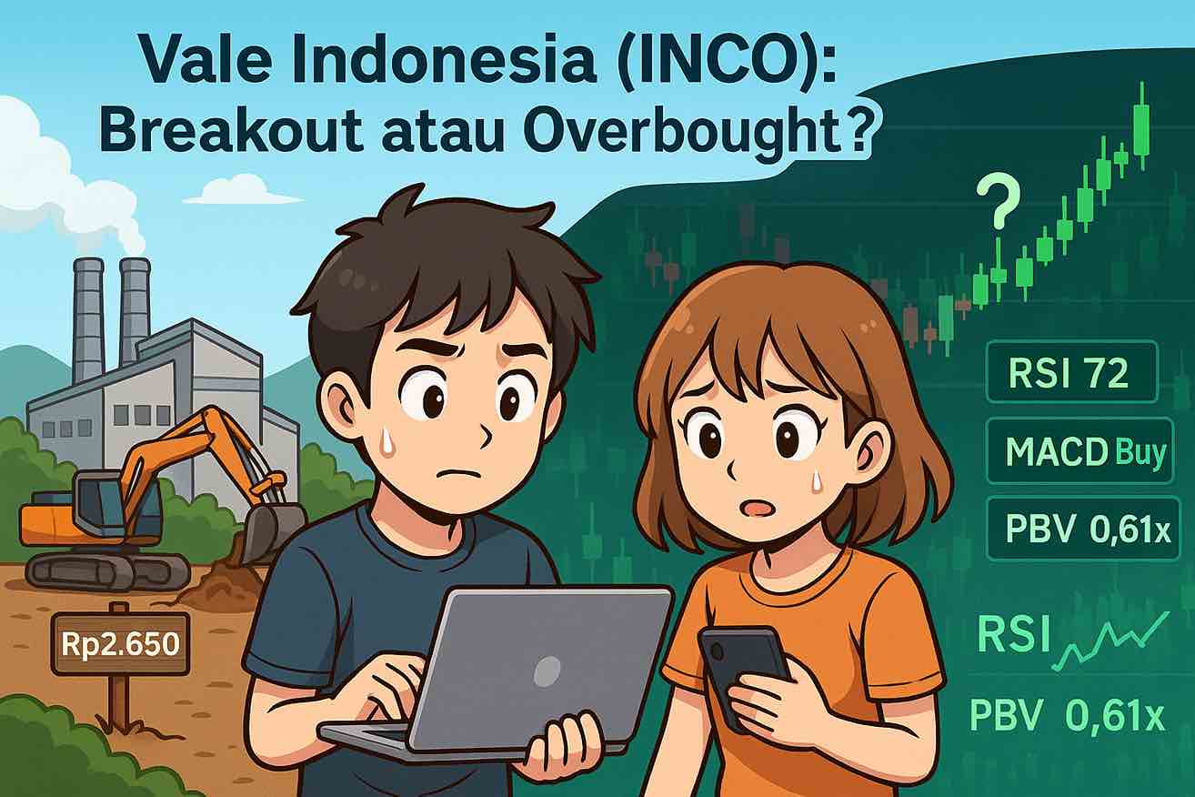 Saham INCO melonjak 6 persen, sinyal teknikal bullish. Ketahui level resistance, pivot point, dan analisis fundamentalnya. Gambar dibuat oleh AI untuk KabarBursa.com.