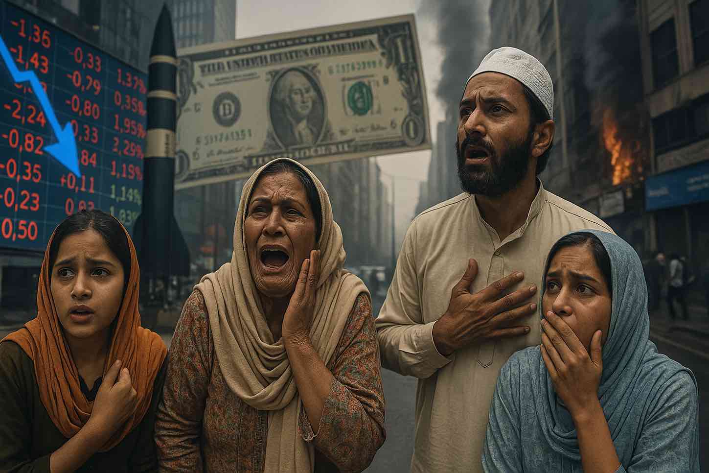 Dampak perang India-Pakistan: pasar saham terguncang, risiko ekonomi global meningkat, dan ancaman nuklir mengintai dunia. Gambar dibuat oleh AI untuk KabarBursa.com.