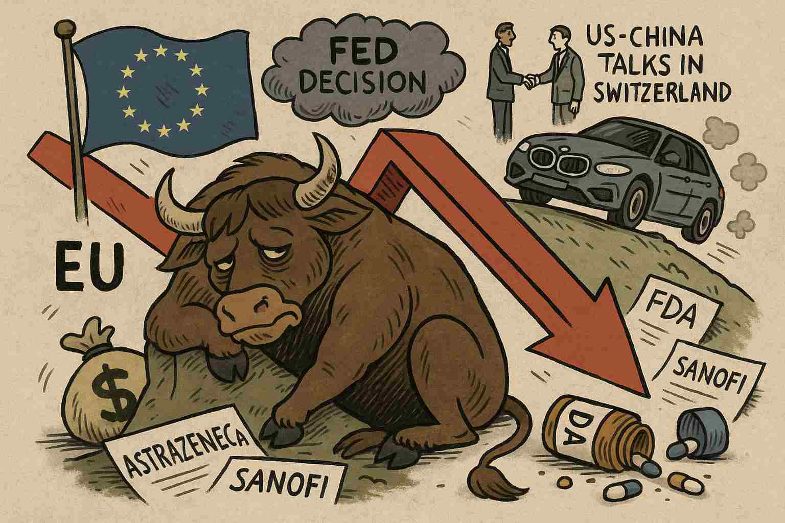 Ilustrasi bursa Eropa yang terungkur menanti kebijakan Federal Reserves. (Gambar dibuat oleh AI untuk KabarBursa.com)