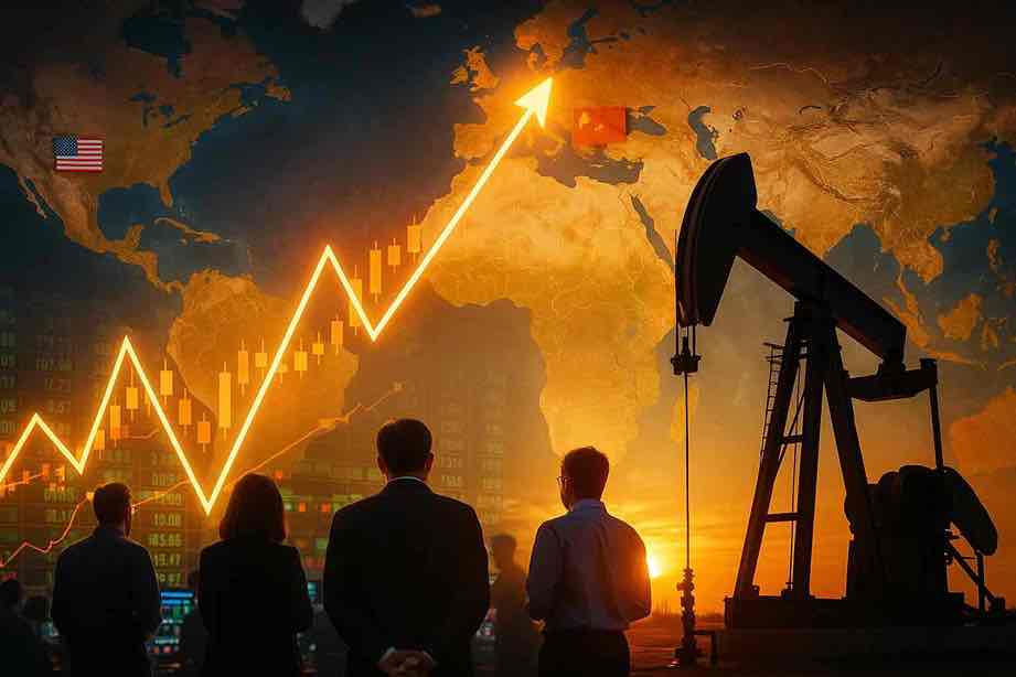 Harga minyak naik hampir 2 persen, pasar waspada menanti negosiasi dagang AS-China yang jadi pemicu utama arah pasar energi. Gambar dibuat oleh AI untuk KabarBursa.com.