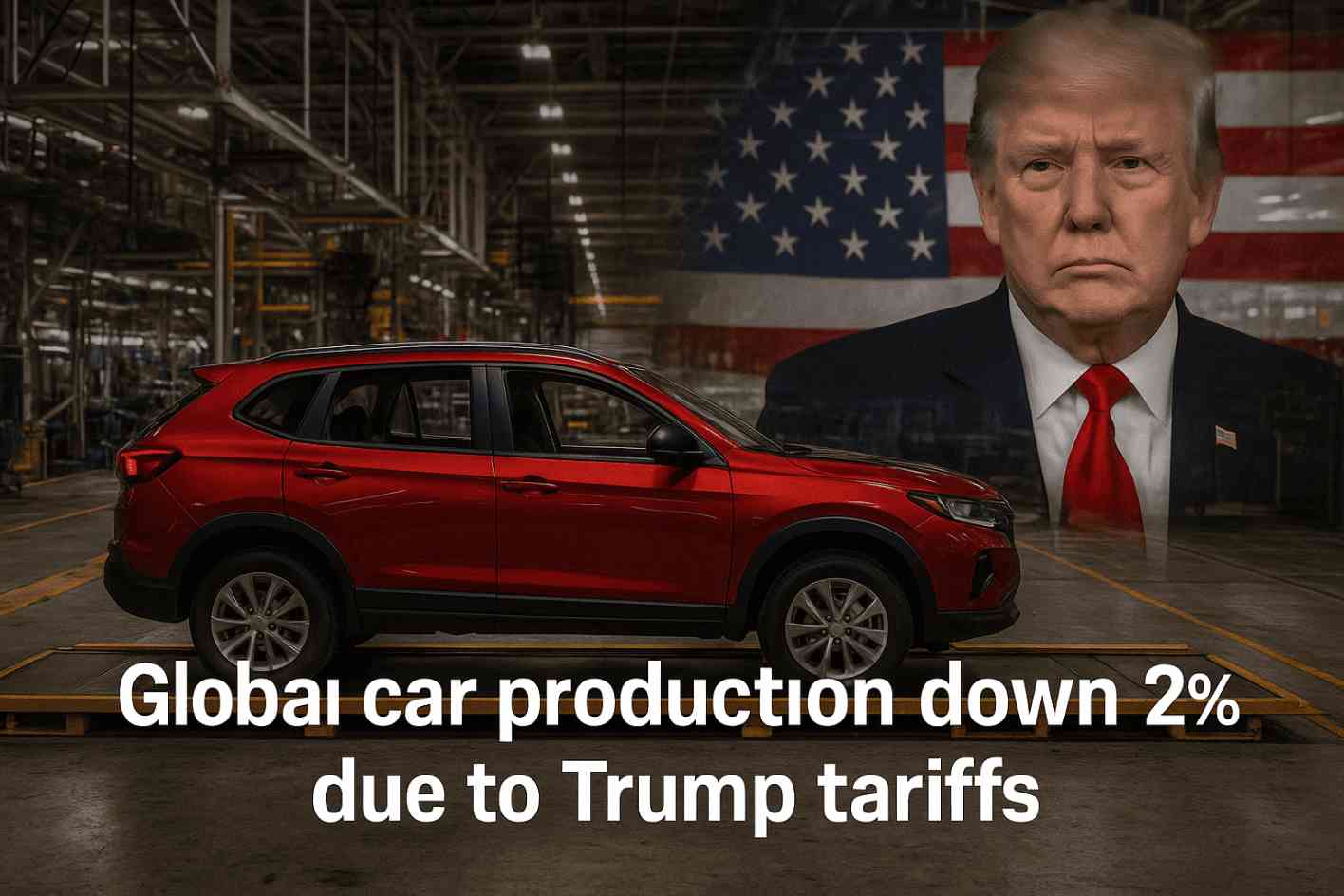 Tarif Trump membuat produksi mobil secara global menurun sebesar 2 persen pada tahun 2025. Foto dibuat oleh AI untuk KabarBursa.com