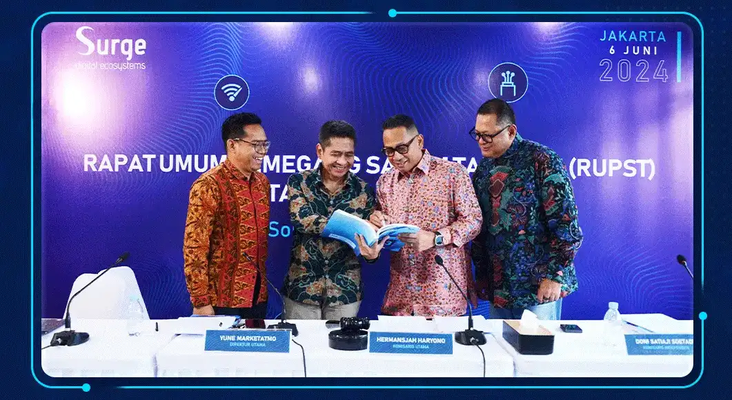 Direksi Surge dalam sebuah Rapat Umum Pemegang Saham Tahunan (RUPST) di tahun 2024. (Foto: Dok. Surge)