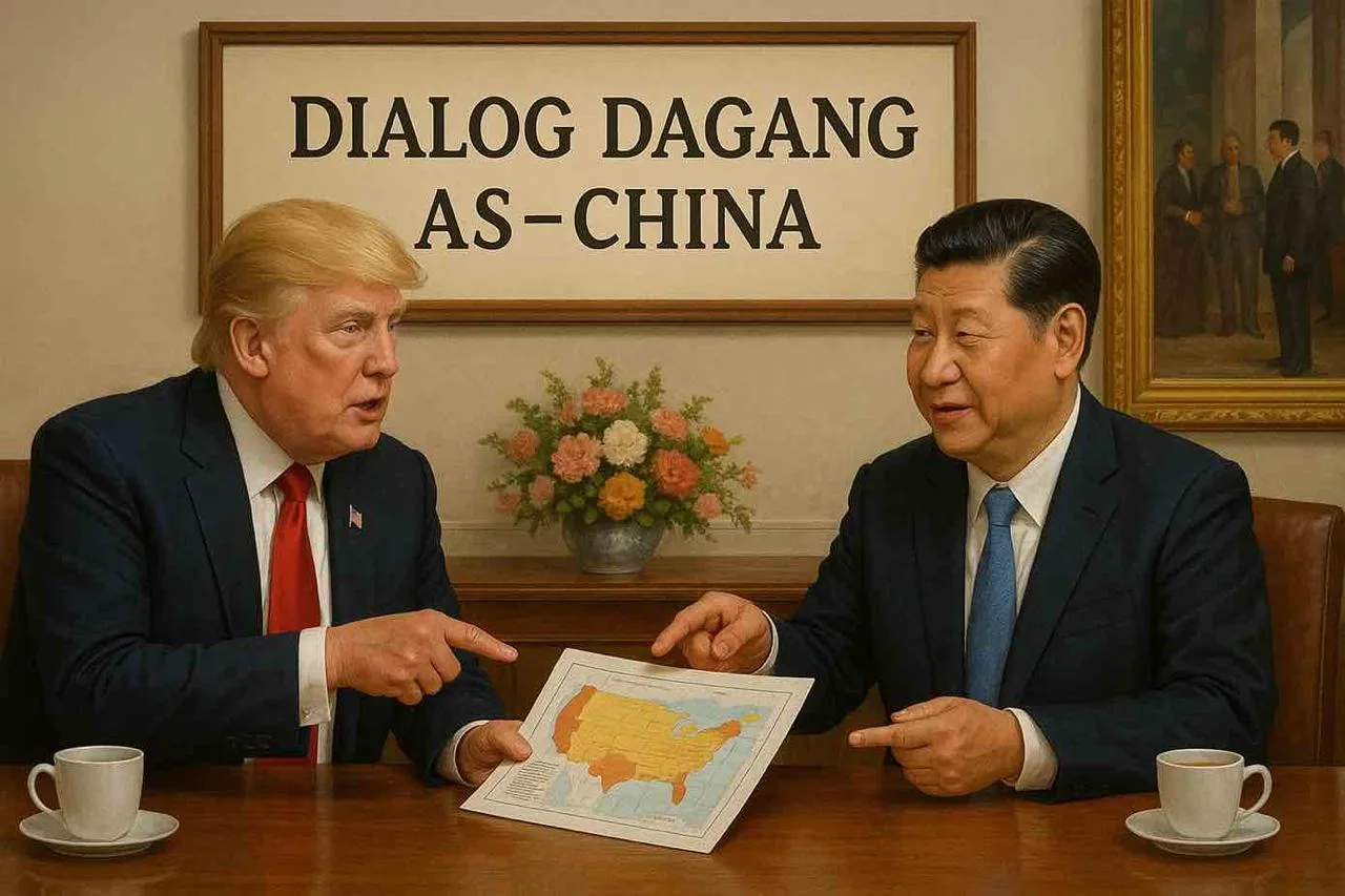 Negosiasi AS-China di Jenewa menunjukkan titik cerah setelah perang tarif. Gambar dibuat oleh AI untuk KabarBursa.com 