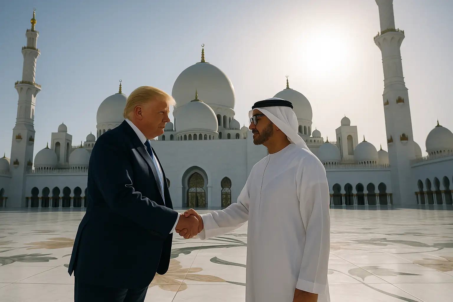 Proyek AI AS–UEA senilai ribuan triliun rupiah disepakati Trump. Dari chip Nvidia hingga kampus 5GW, sinyal kuat arus modal teknologi global mulai bergeser. Gambar dibuat oleh AI untuk KabarBursa.com.