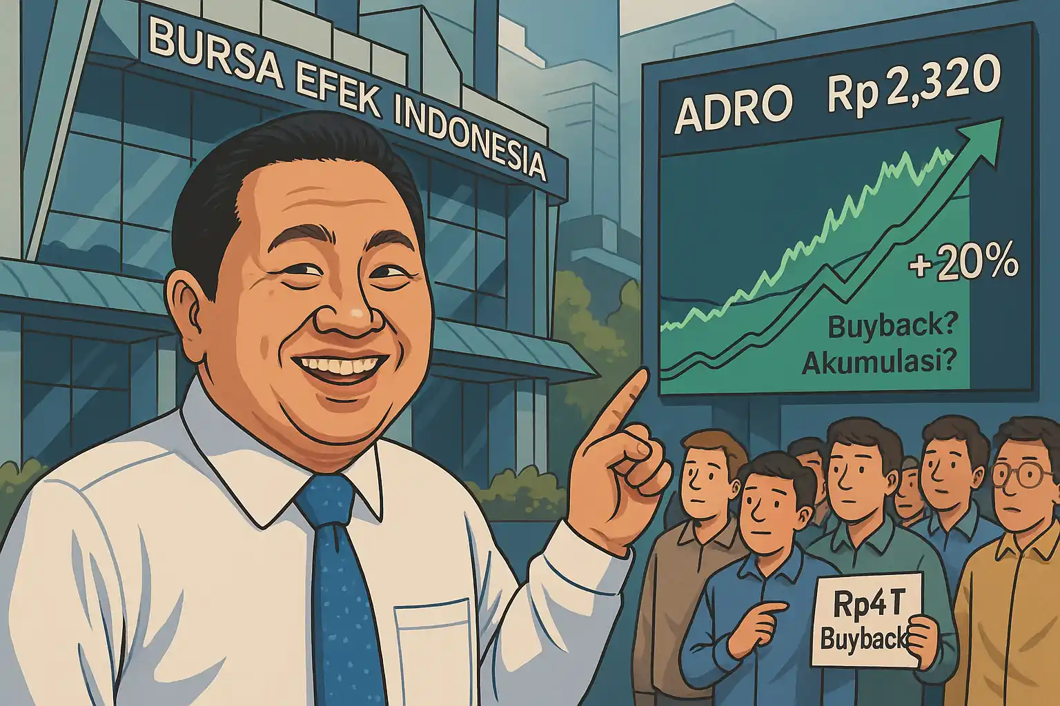 Reli 20 persen saham ADRO dalam dua hari memunculkan tanda tanya. Buyback jumbo disebut jadi pemicu, tapi anomali volume justru datang dari investor domestik. G