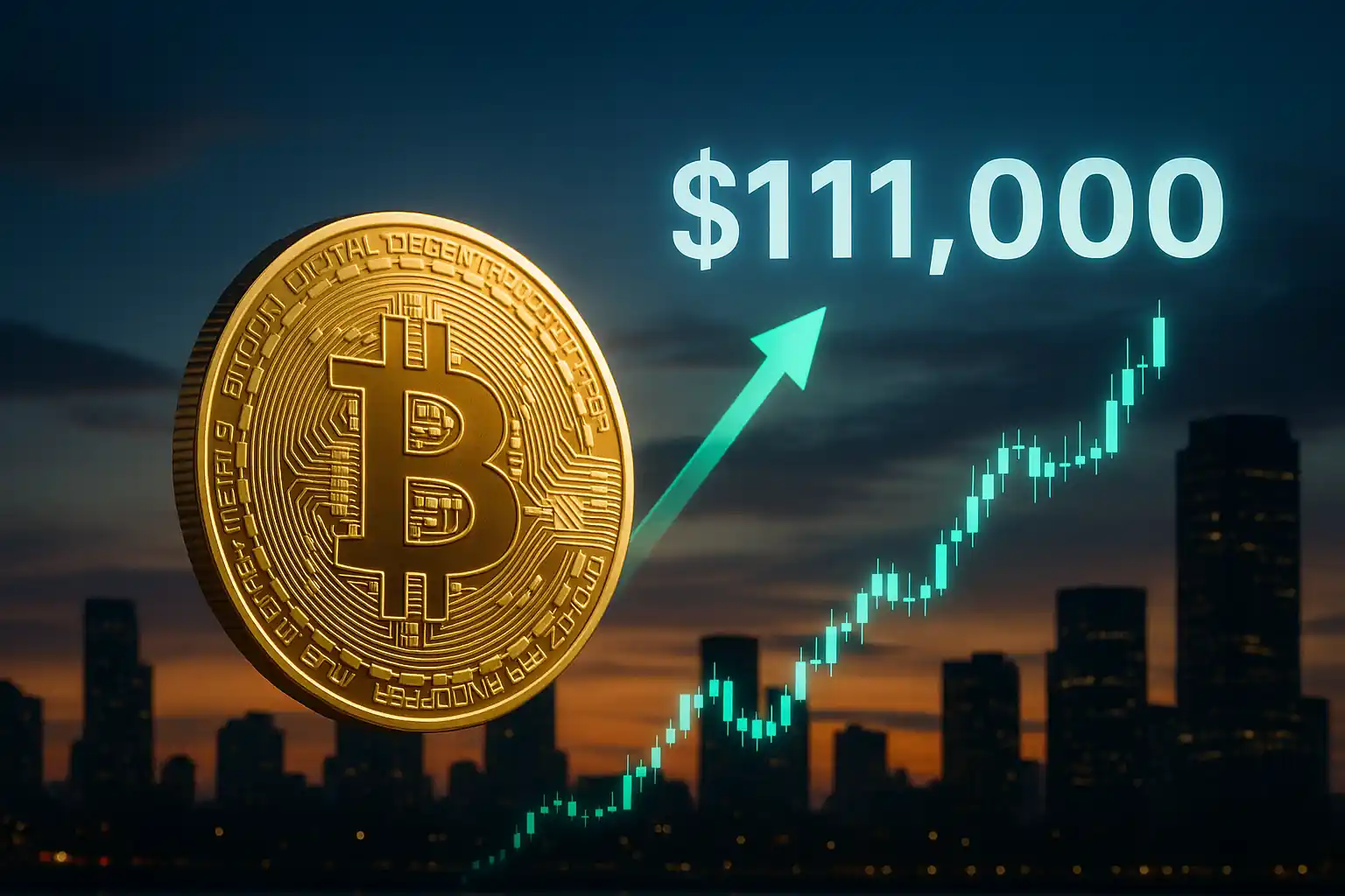 BTC cetak rekor baru di USD111 ribu. Inflow institusi dan efek halving jadi pemicu. Kapitalisasi pasar kripto tembus USD3,5 triliun. Gambar dibuat oleh AI untuk KabarBursa.com.