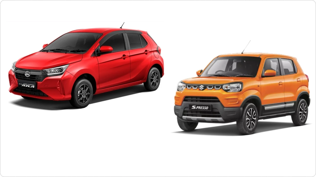 Komparasi Daihatsu Ayla melawan Suzuki S-Presso, dua mobil murah harga di bawah Rp200 juta, siapa lebih menarik. (Foto: kolase dok. Daihatsu dan Suzuki).