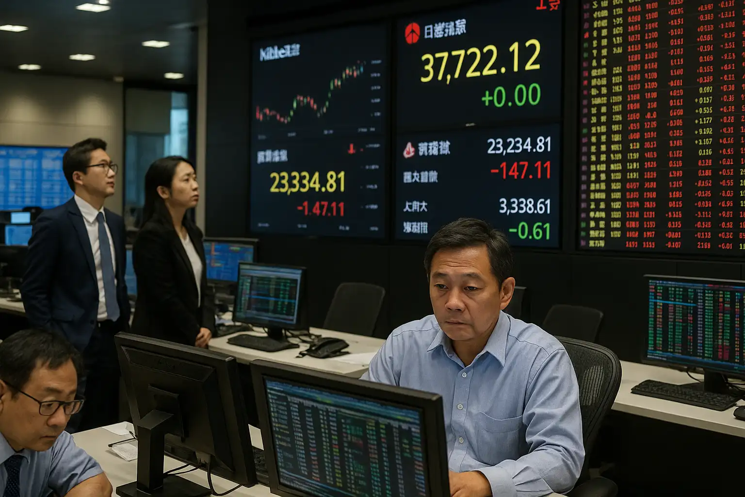 Suasana di bursa Asia.