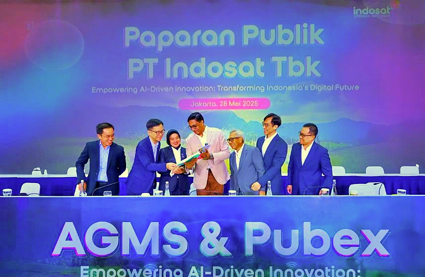 Jajaran direksi Indosat (ISAT) dalam agenda Rapat Umum Pemegang Saham Tahunan (RUPST) tahun 2025. (Foto: Dok. Indosat)