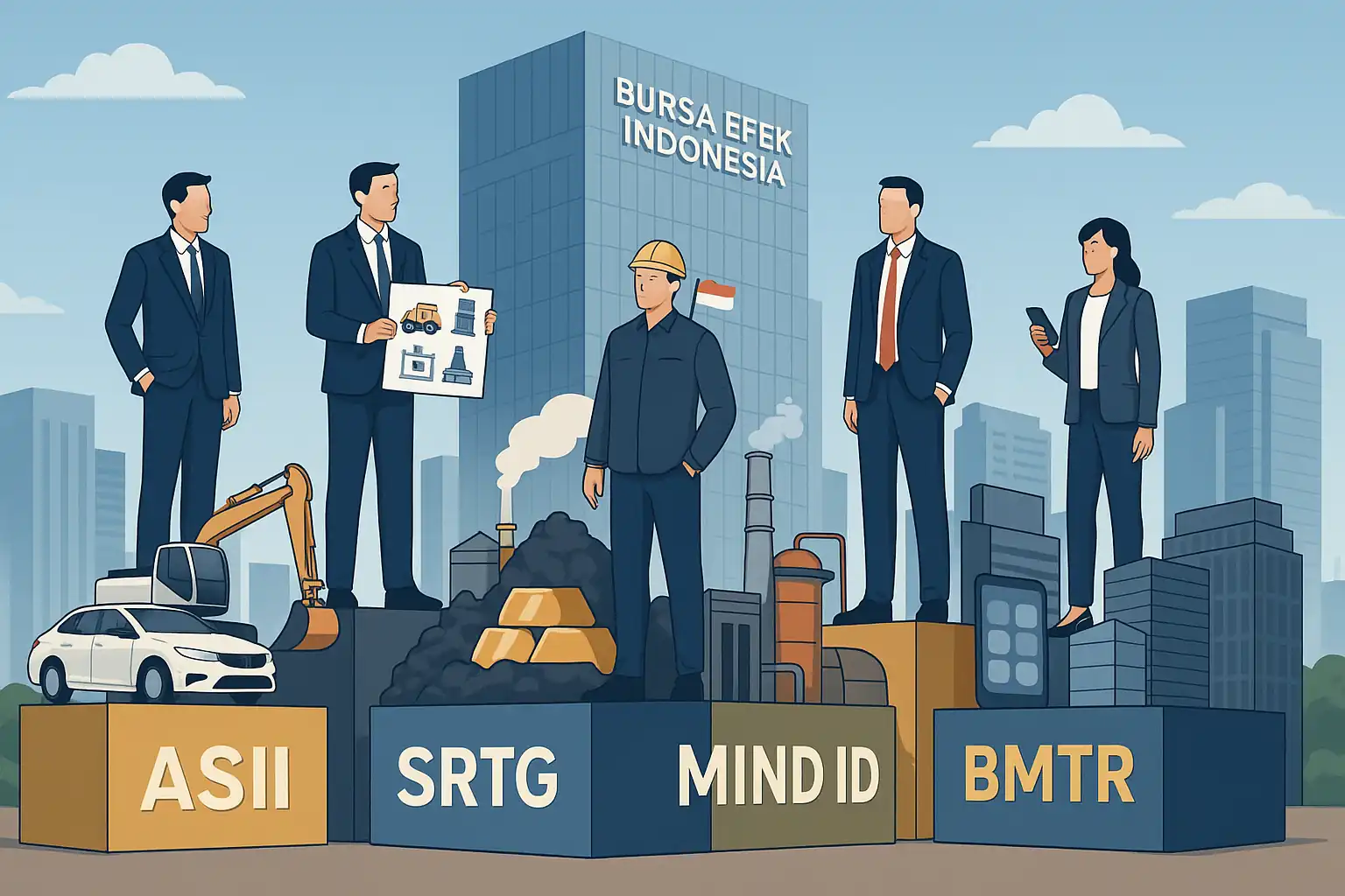Daftar emiten Indonesia dengan diversifikasi bisnis tinggi, dari Astra, Saratoga, hingga Medco. Mana yang paling tahan krisis dan tetap menguntungkan? Gambar dibuat oleh AI untuk KabarBursa.com.