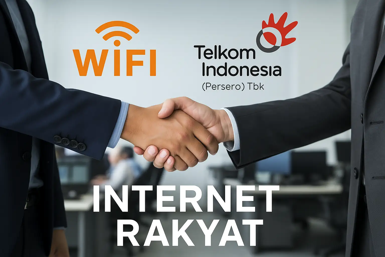 Ilustrasi kolaborasi saham WIFI dan TLKM. (Ilustrasi dibuat oleh AI untuk KabarBursa.com)