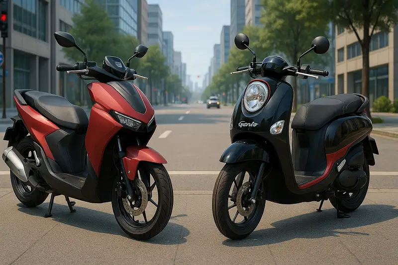 Perbandingan Yamaha Gear Ultima dan Honda Genio. Foto dibuat oleh AI untuk KabarBursa.com. 