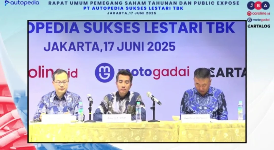 Tangkapan layar jajaran direksi PT Autopedia Sukses Lestari Tbk (ASLC) dalam acara public expose secara daring pada Selasa, 17 Juni 2025. Desty Luthfiani/KabarBursa.com