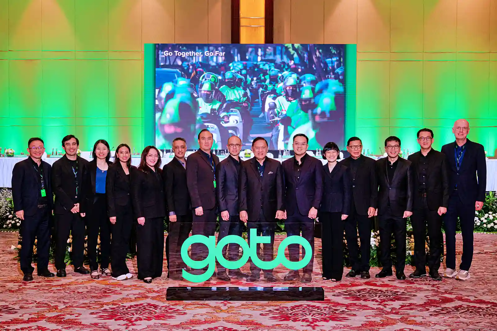 Jajaran komisaris dan direksi PT Gojek Tokopedia atau GOTO usai menggelar RUPS dan RUPSLB di The Ritz Carlton, Pasific Place, Jakarta pada Rabu, 18 Juni 2025. (Foto: Dok. GOTO)
