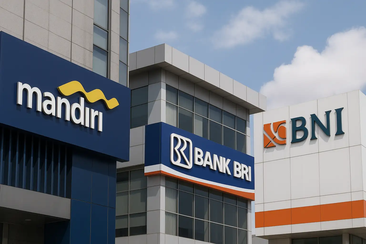Ilustrasi Bank Mandiri, BRI, dan BNI. (Gambar dibuat oleh AI untuk KabarBursa.com)