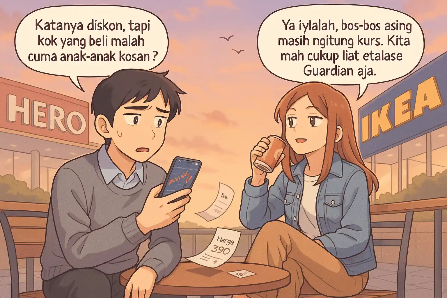 Saham HERO tertekan meski bisnis Guardian dan IKEA tetap solid. Minim eksposur dolar jadi kekuatan, tapi teknikal belum sinyal balik arah. Gambar dibuat oleh AI