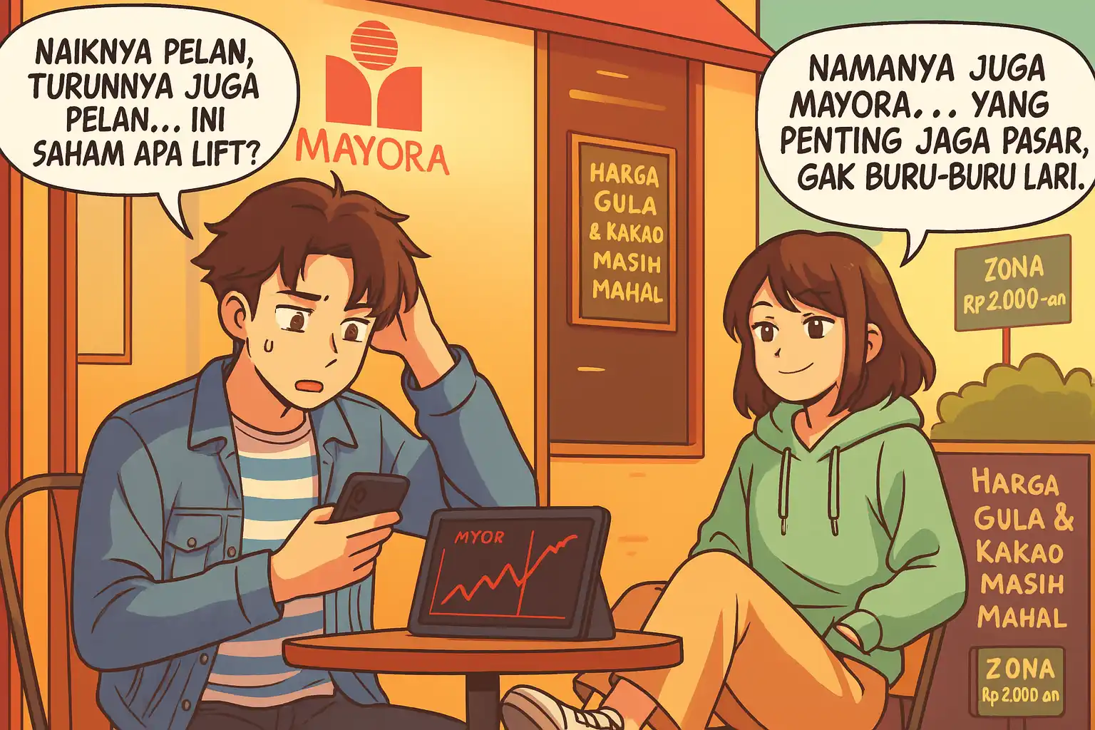 Di tengah lonjakan biaya kakao dan robusta, Mayora Indah bukukan penjualan kuat namun laba tertekan; grafik MYOR masih terkungkung di koridor Rp2.000-an. Gambar