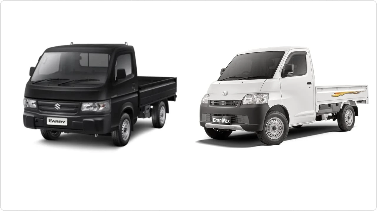 Komparasi mobil niaga: Suzuki Carry dan Daihatsu Gran Max Pick Up. Siapa lebih jago angkut beban? Foto: dok. Suzuki dan Daihatsu.