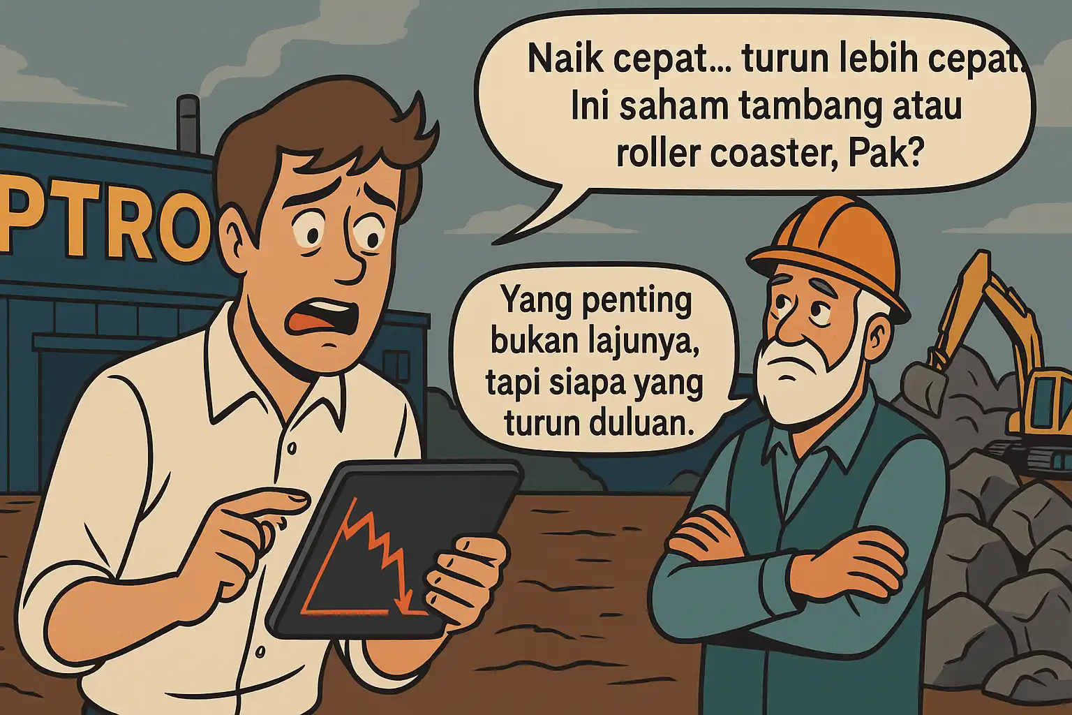 PTRO melonjak ke Rp2.850 lalu turun ke Rp2.730. Artikel ini membahas sinyal teknikal, aksi broker, dan arah saham Petrosea selanjutnya. Gambar dibuat oleh AI da