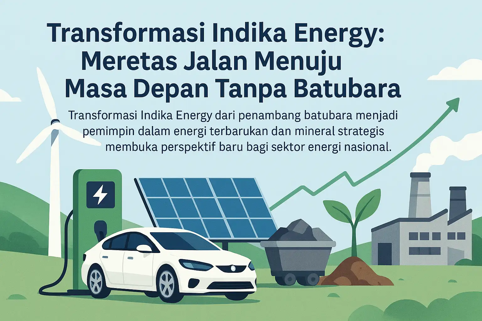 Ilustrasi Indika Energi yang mulai meninggalkan batu bara sebagai pilar utama bisnisnya. Gambar ini dibuat oleh AI untuk KabarBursa.com.