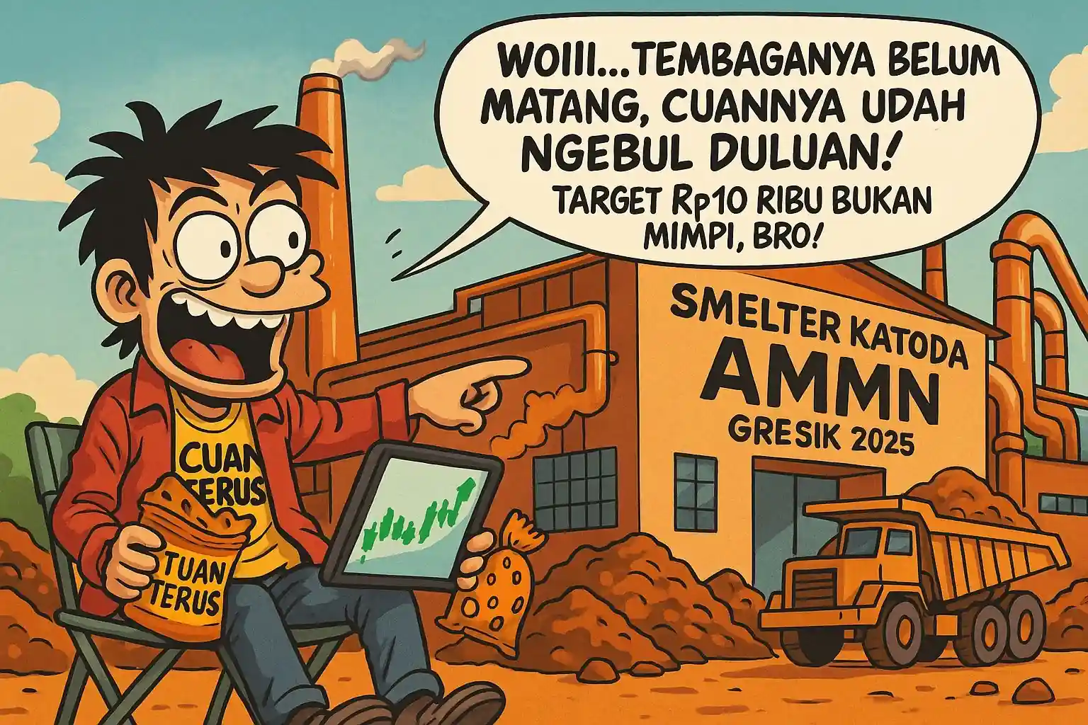 Harga tembaga melonjak, sinyal ekspor dilonggarkan. Saham AMMN terus menguat menuju level tertinggi, ditopang data teknikal dan sentimen global. Gambar dibuat o