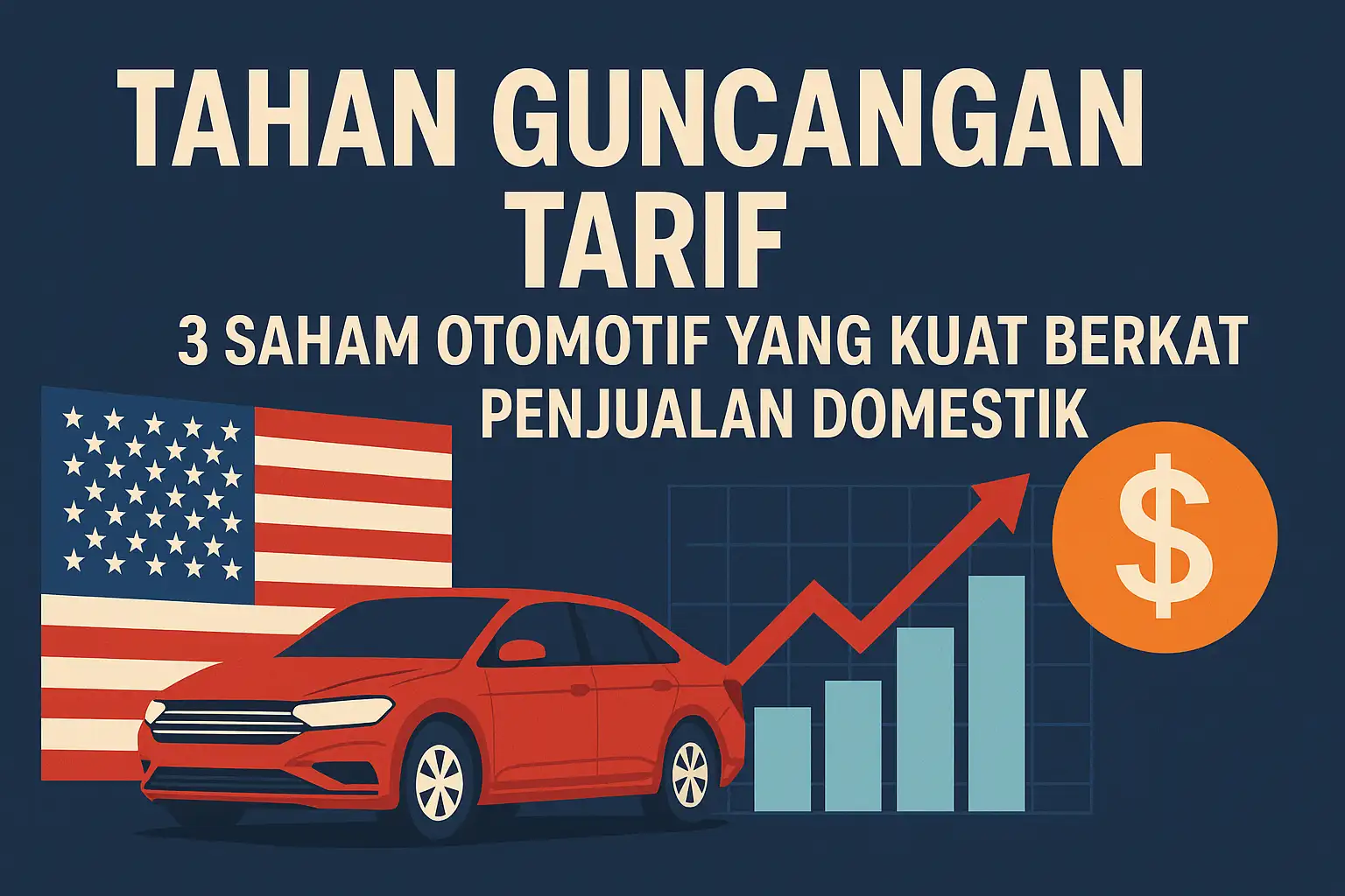 Ilustrasi emiten di sektor otomotif yang tahan terhadap guncangan tarif Presiden Trump. Gambar dibuat oleh AI untuk KabarBursa.com.